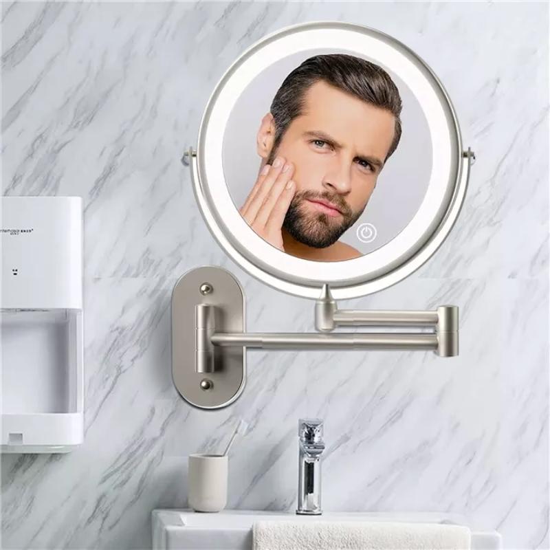 Bright Silver LED Makeup Mirror Wall Mounted - BritishElegance