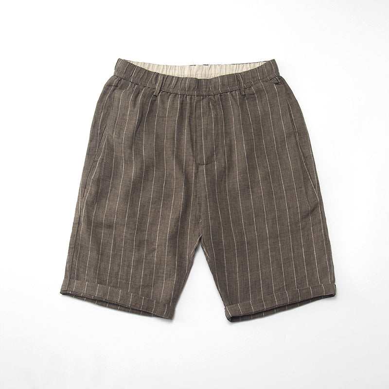 Classic Men's High Waist Linen Shorts