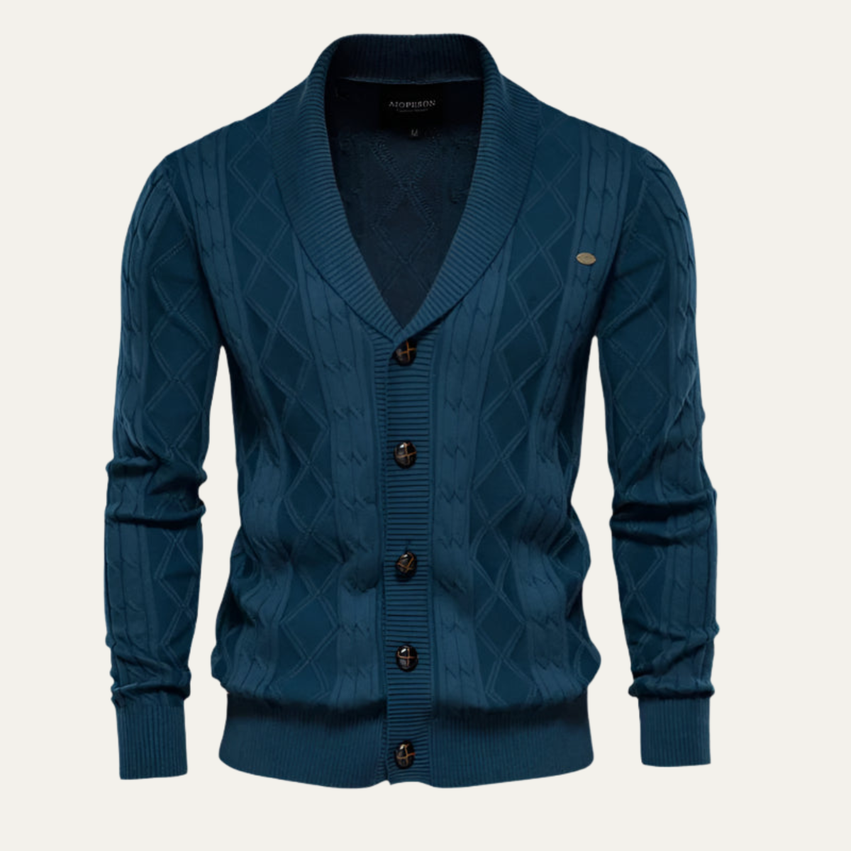 Men’s Shawl Collar Cable Knit Button Cardigan