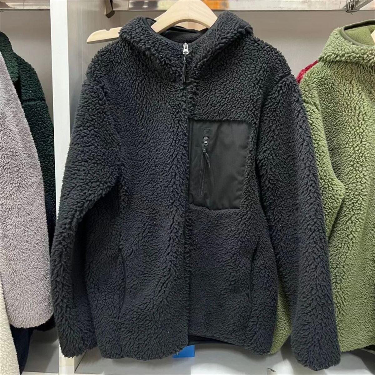 Men’s Hooded Full Zip Sherpa Fleece Jacket