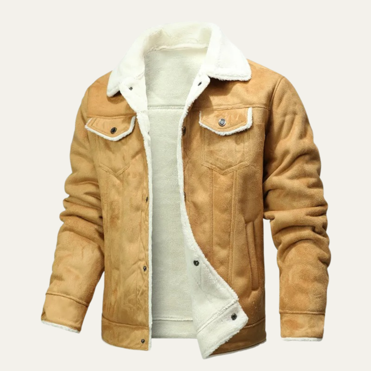 Men’s Faux Suede Shearling Lined Jacket