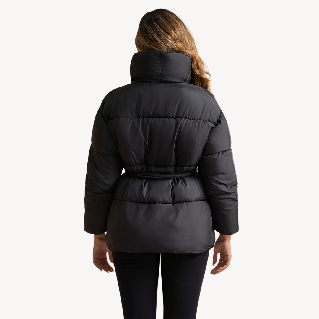 Women's Puffer Jacket with Belt