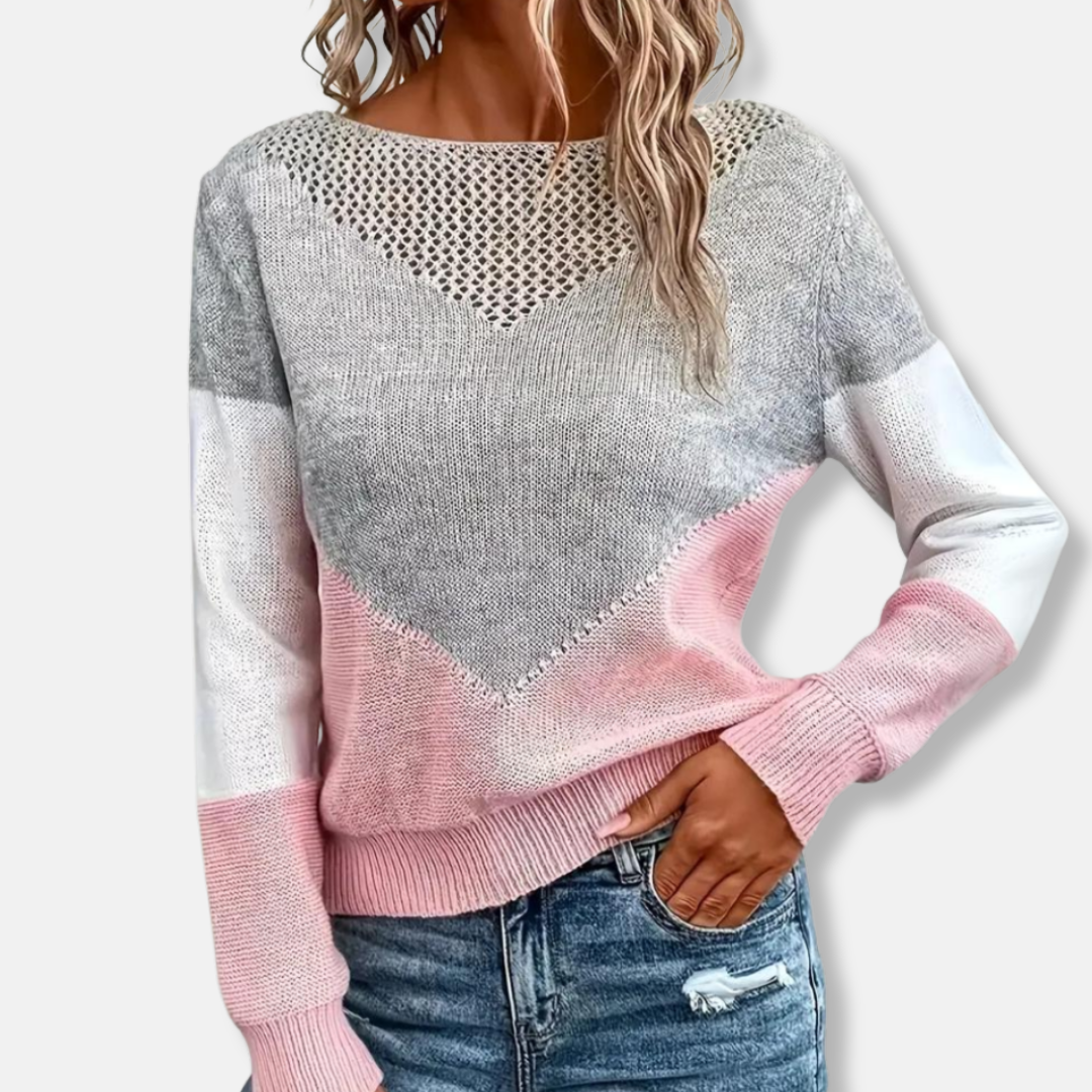 Isla Relaxed Fit Jumper | Boat Neck Color Block Jumper