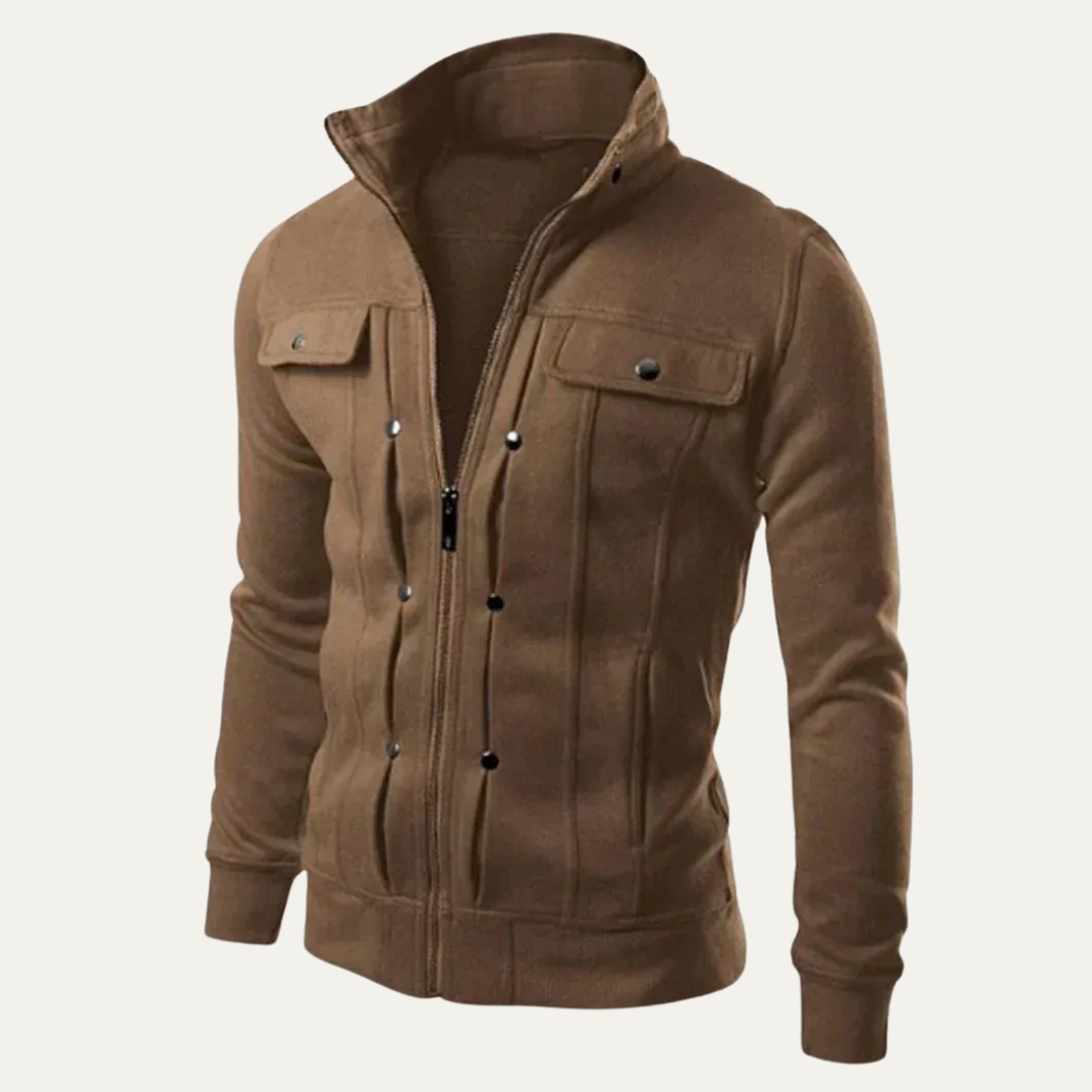 Men’s Modern Fitted High Collar Zip Up Jacket