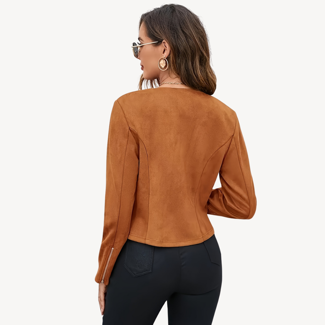Women's Zippered Suede Jacket
