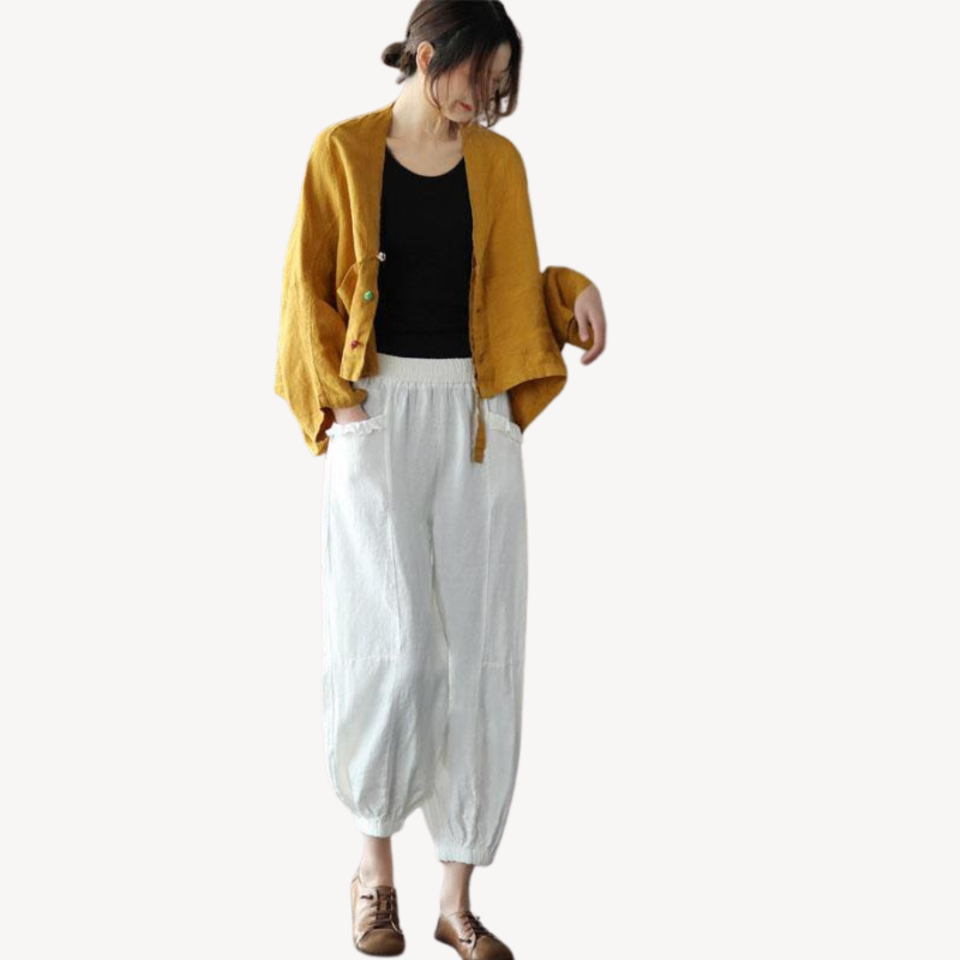Women's Linen Blend Kimono Jacket Cardigan