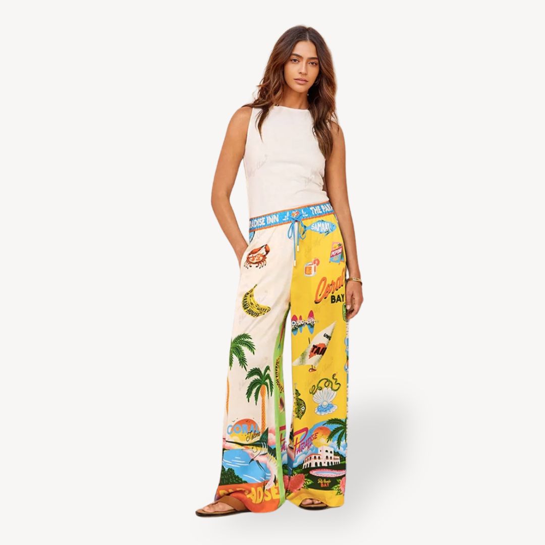 Women's Tropical Print Satin Co-ord Set