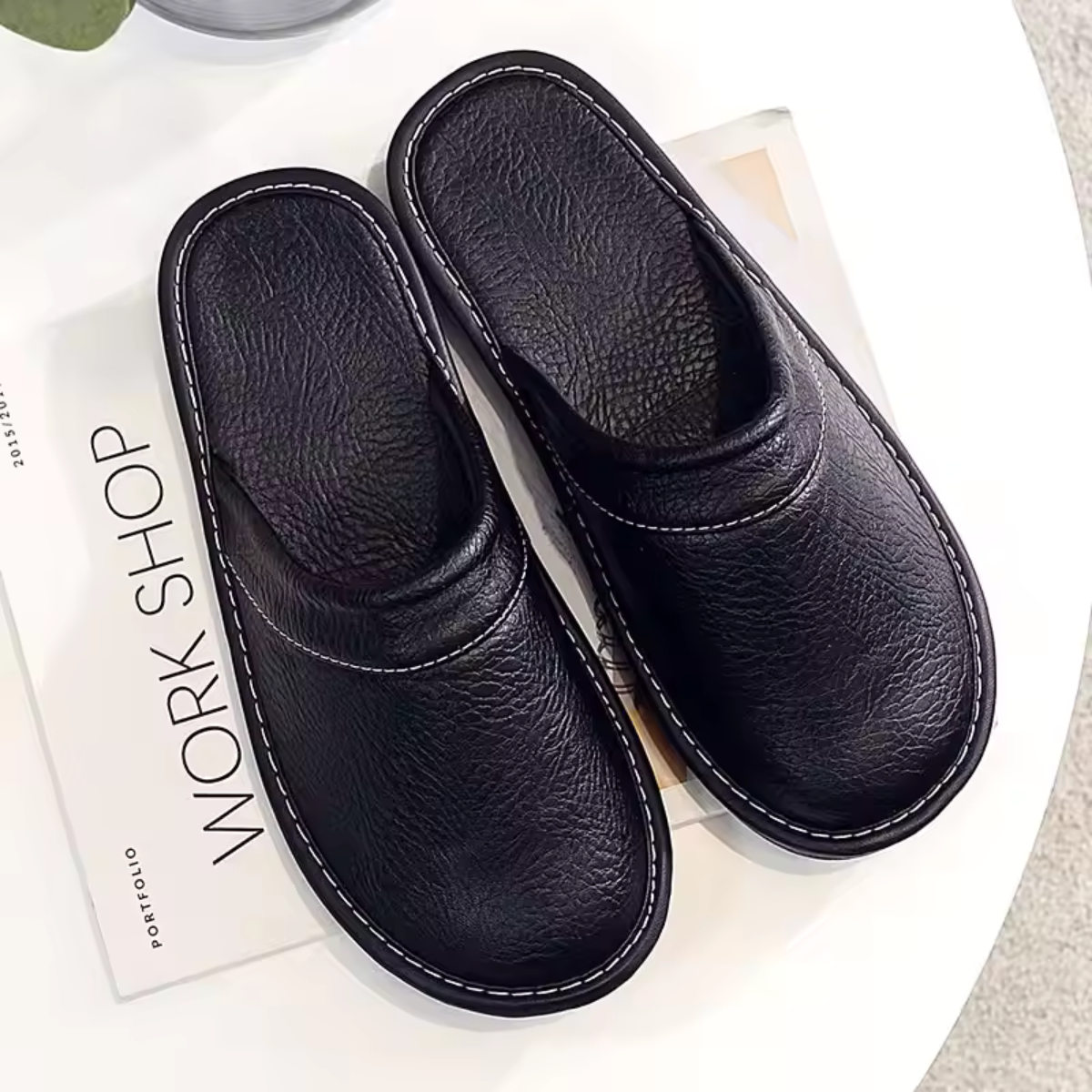 The Malvern Men's Leather House Shoes Slip On Clogs