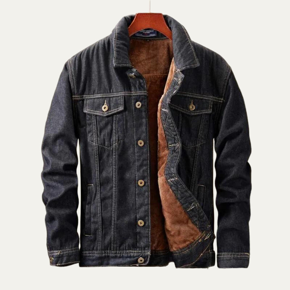 Men’s Sherpa Lined Fleece Denim Trucker Jacket