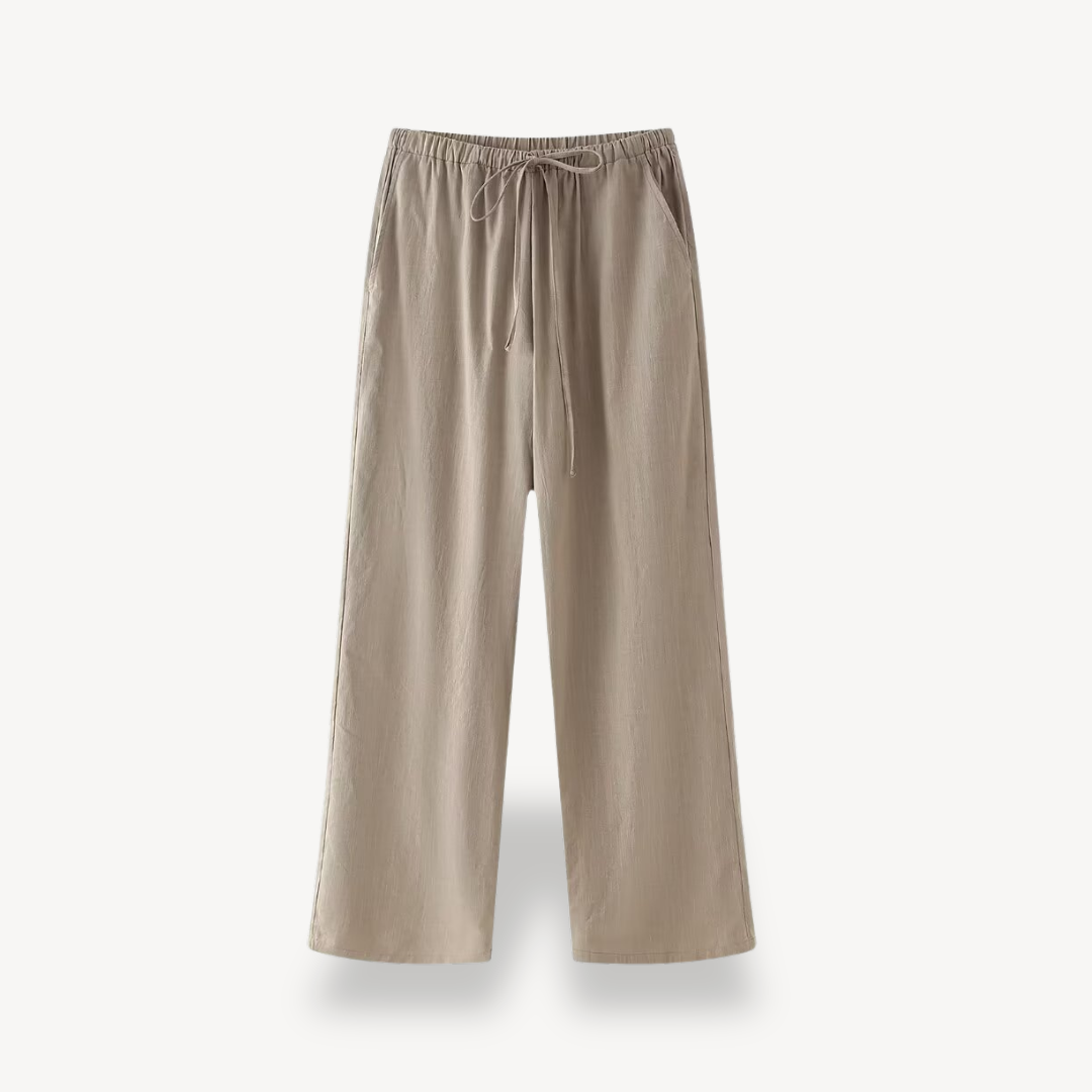 Loose Wide Leg Faux Linen Set Women