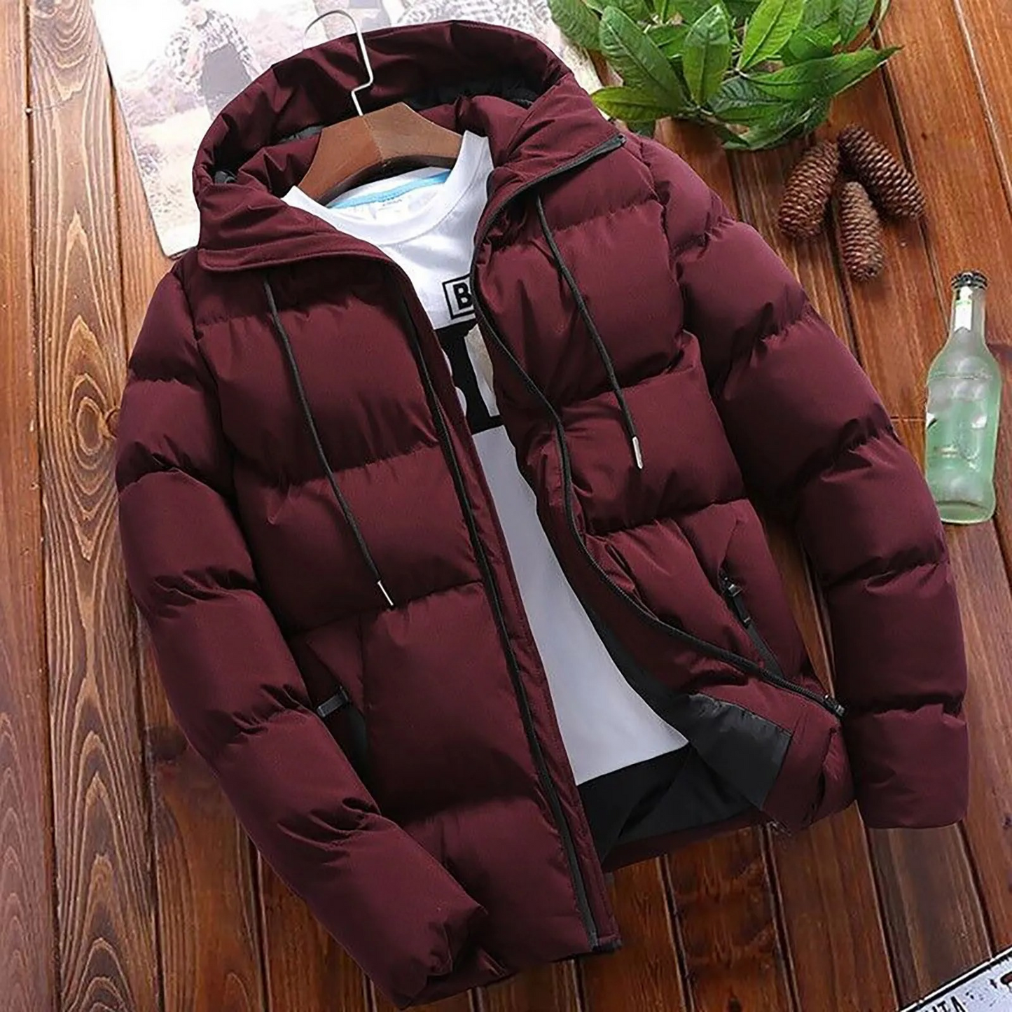 Waterproof Men's Puffer Coat with Zipper