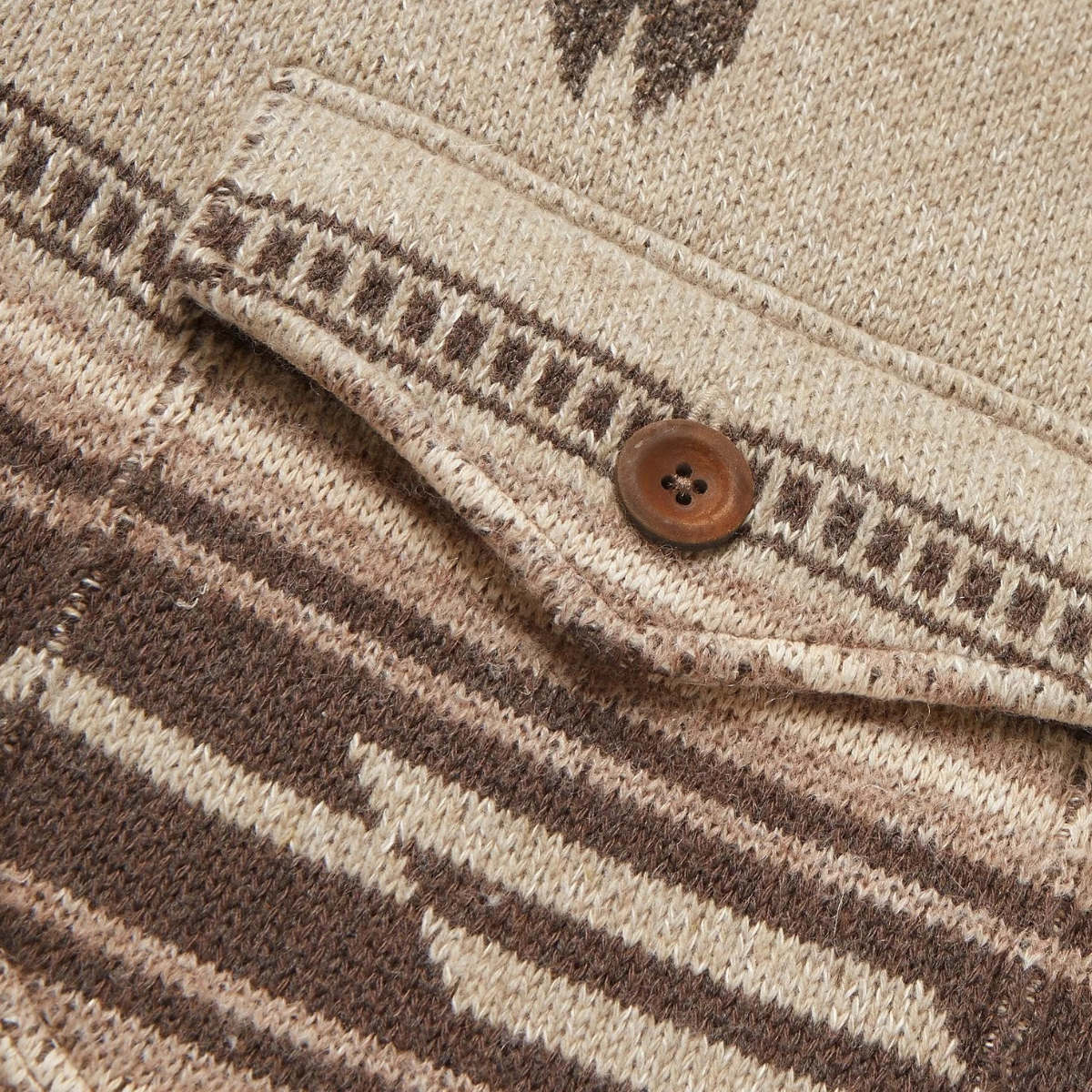 Men’s Shawl Collar Tribal Knit Button Jacket