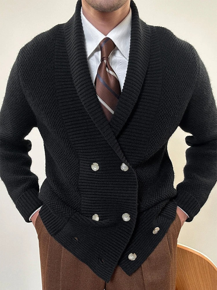 Classic British Cardigan with Shawl Collar