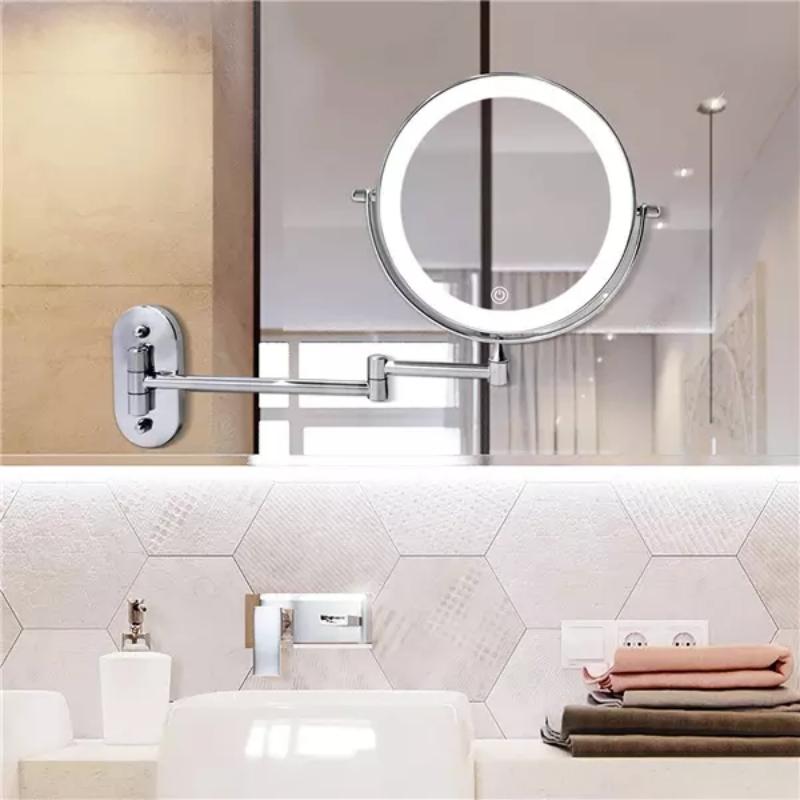 Silver LED Lighted Vanity Mirror with Adjustable Arm - BritishElegance