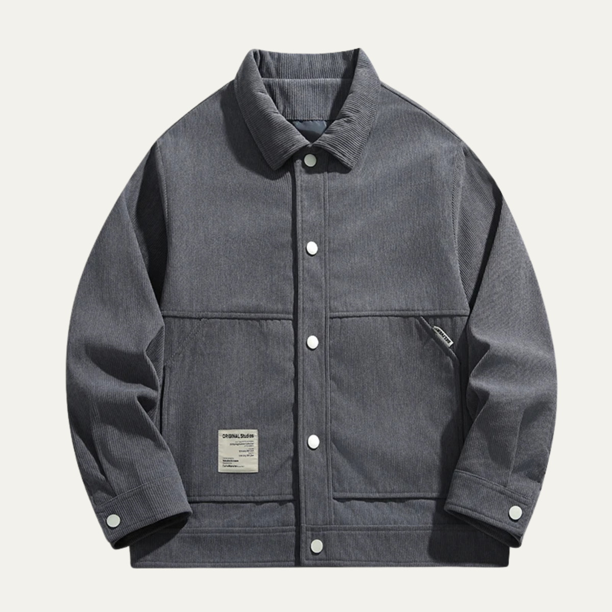 The Barbaresco Men's Corduroy Button Up Coat with Lapel Collar