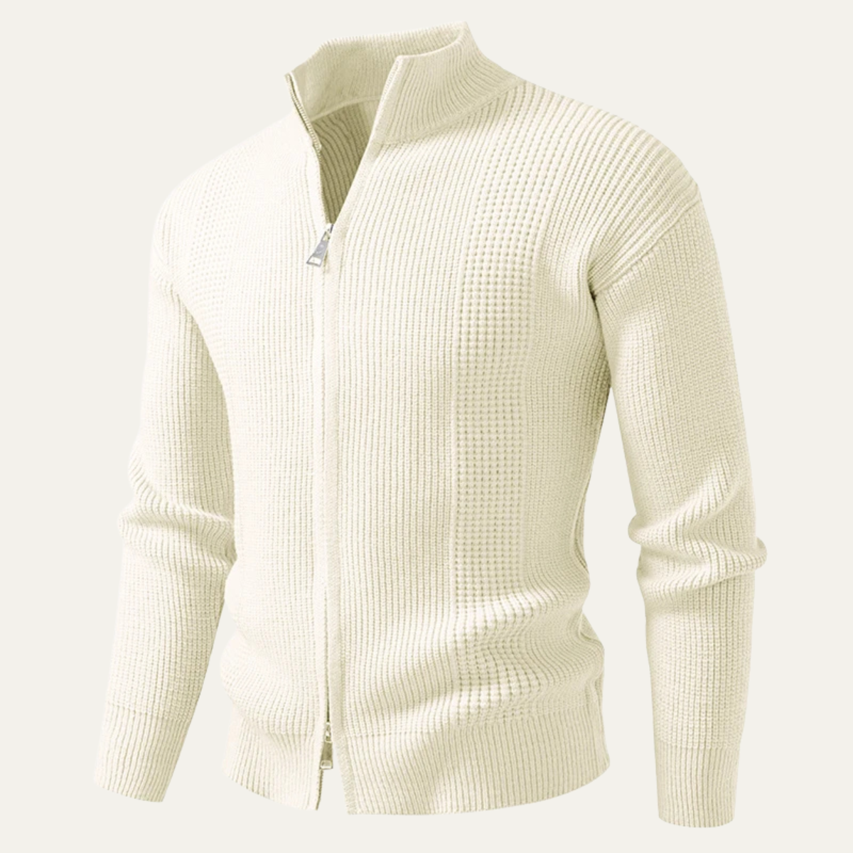 The Cisternino Men’s Smart Casual Ribbed Zip Up Knit Cardigan