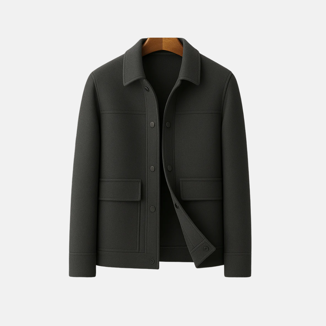 Men’s Blazer – Tailored Fit – Wool Blend – Turn-Down Collar – Button Closure – Patch Pockets