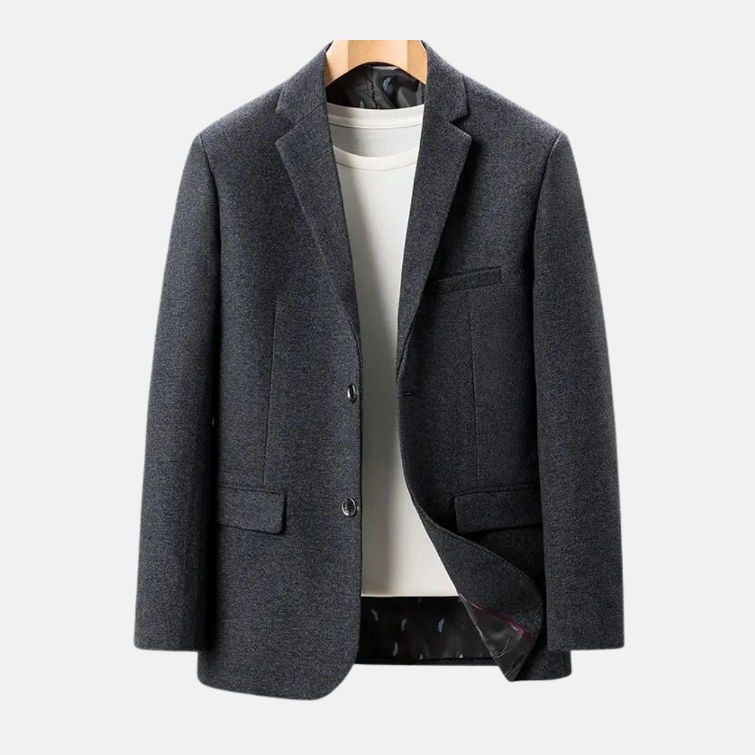 Men’s Blazer – Regular Fit – Brushed Wool Blend – Single-Breasted Two-Button – Notch Lapel
