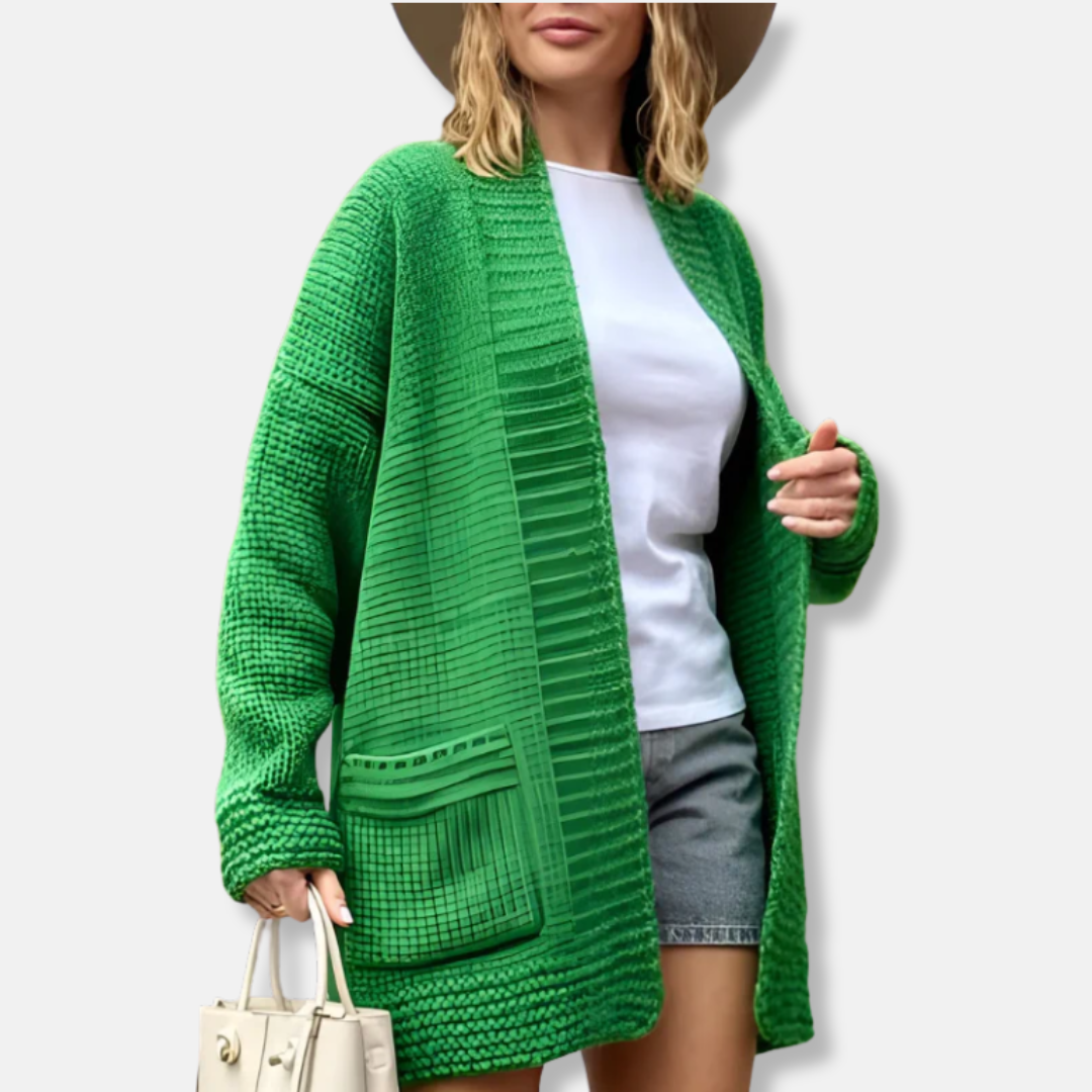 Women’s Longline Cardigan – Oversized Loose Fit – Textured Ribbed Knit – Open Front