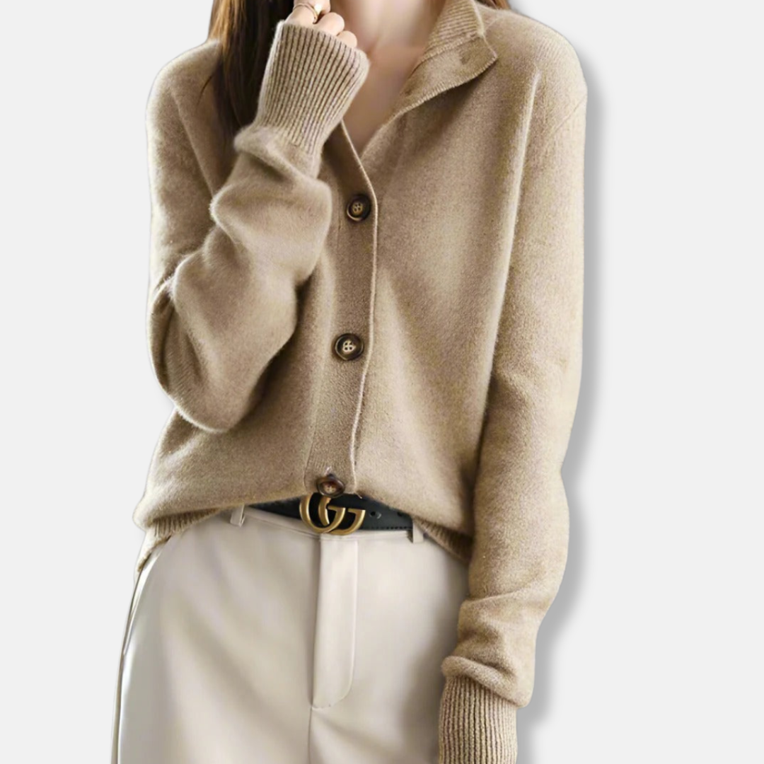 Isla Relaxed Fit Cardigan | Mock Neck Button Front Cardigan