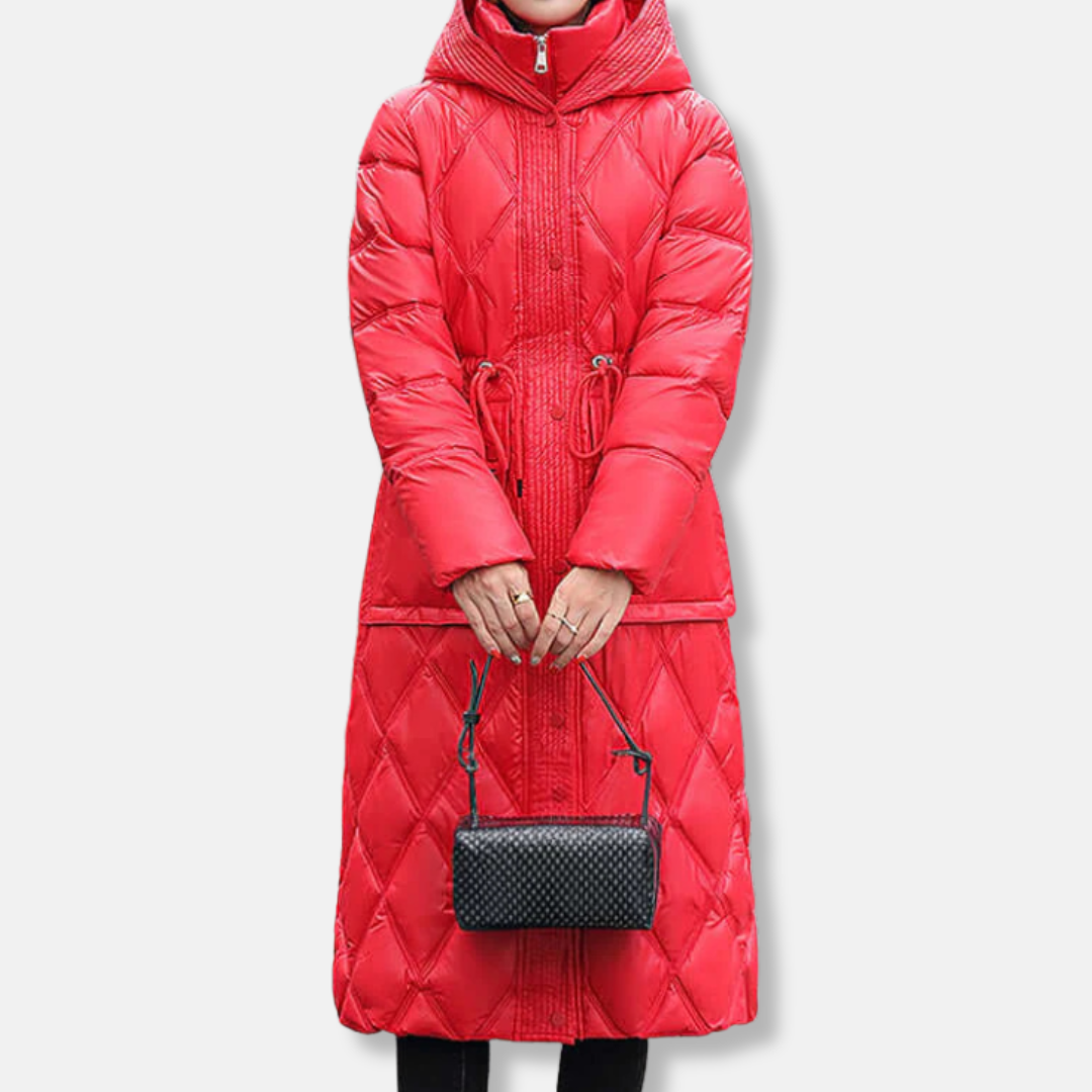 Rosie Quilted Puffer Coat | Hooded Knee-Length Coat