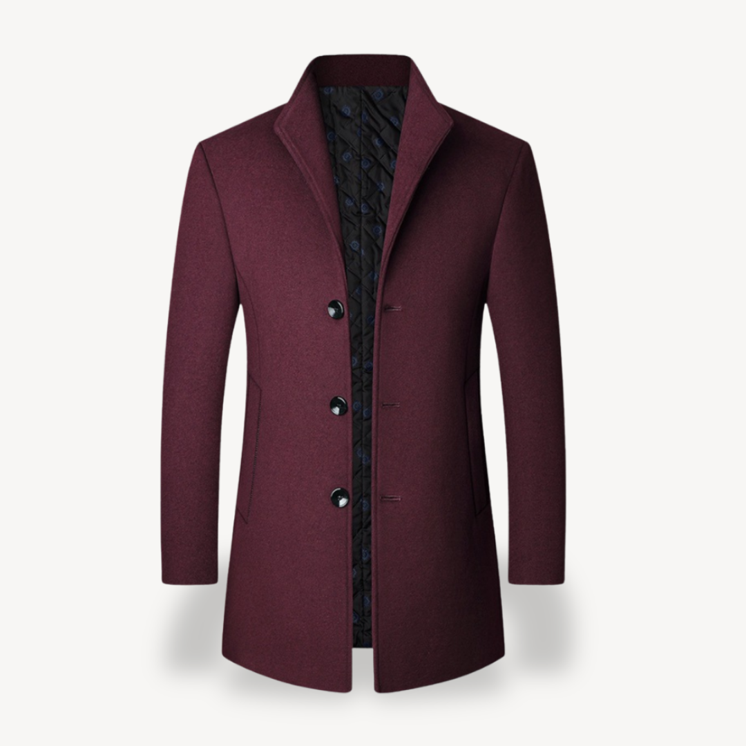 Men’s Grey Wool Blend Overcoat Formal Jacket