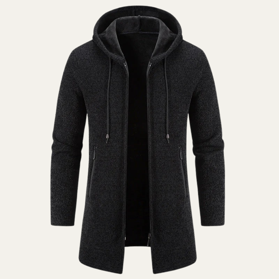 Men’s Longline Textured Hooded Zip Jacket