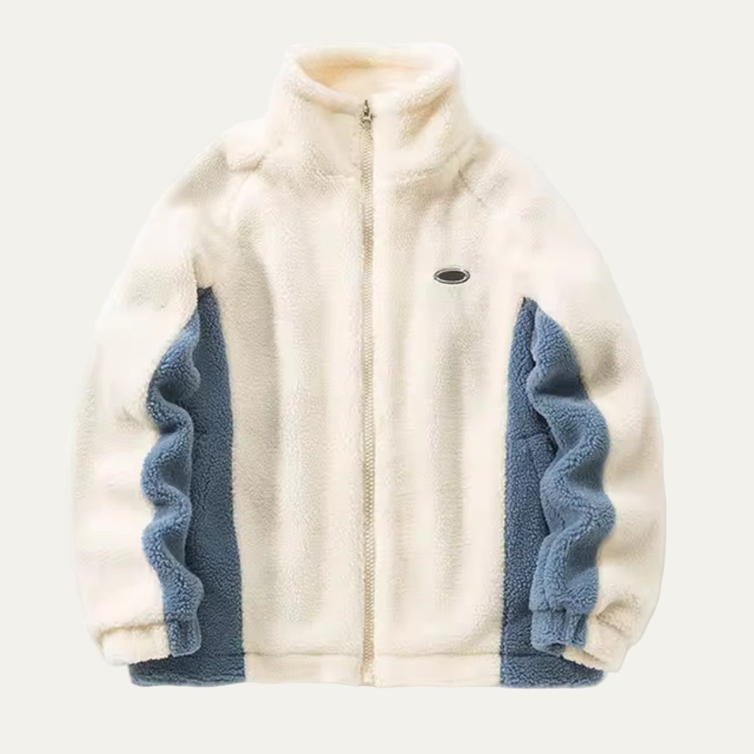 Men’s Cozy Color Block High Neck Fleece Jacket