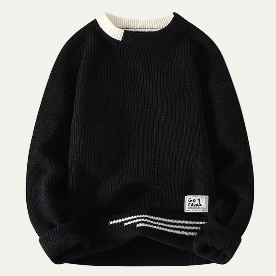 Men’s Ribbed Stripe Trim Sweater