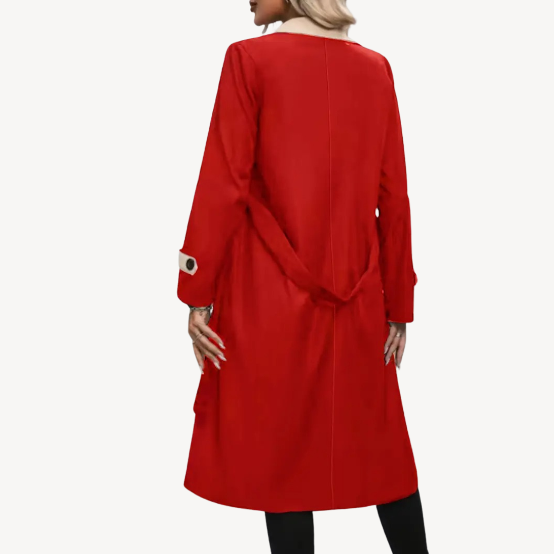 Women's Two Tone Long Sleeve Trench Coat