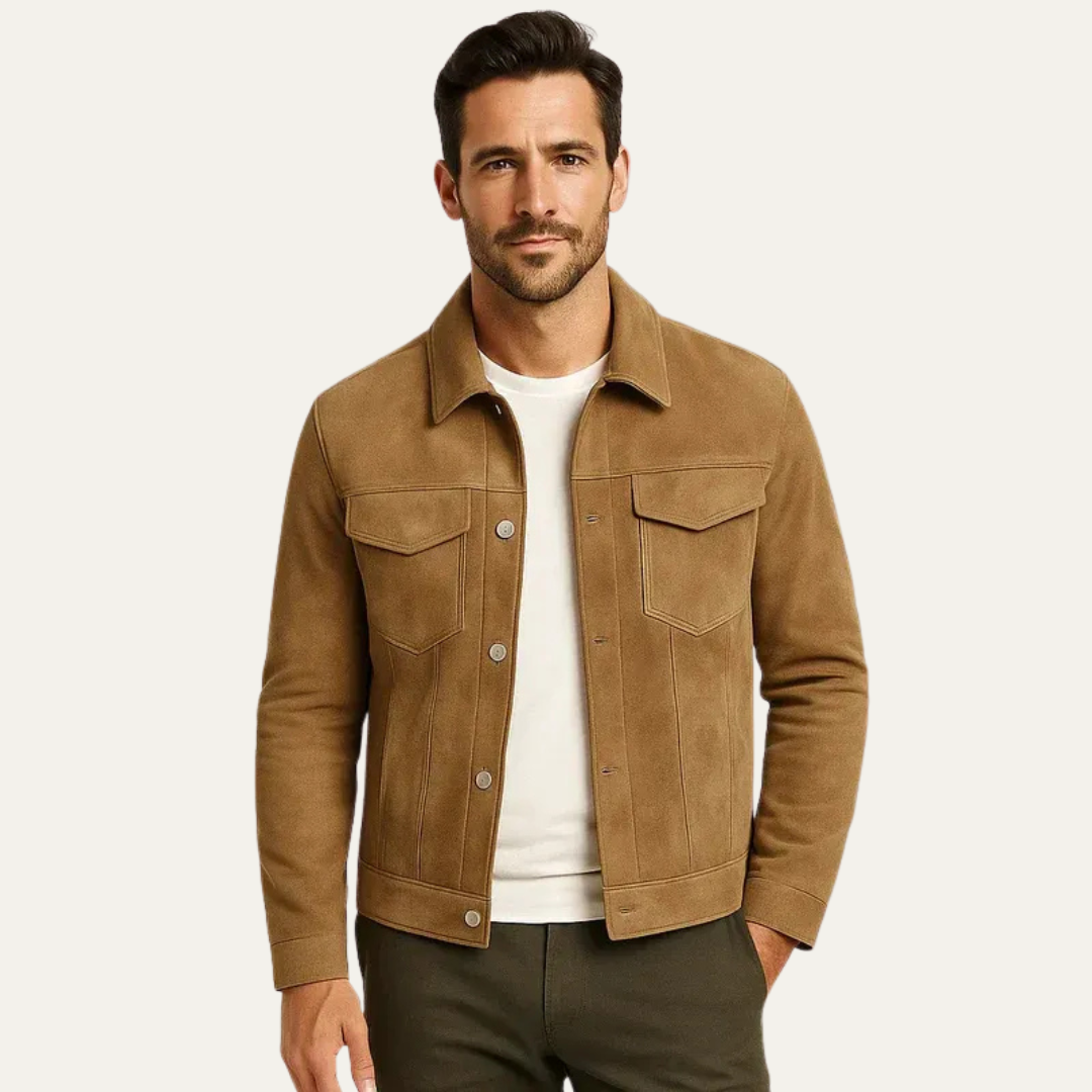 Men’s Suede Textured Trucker Jacket