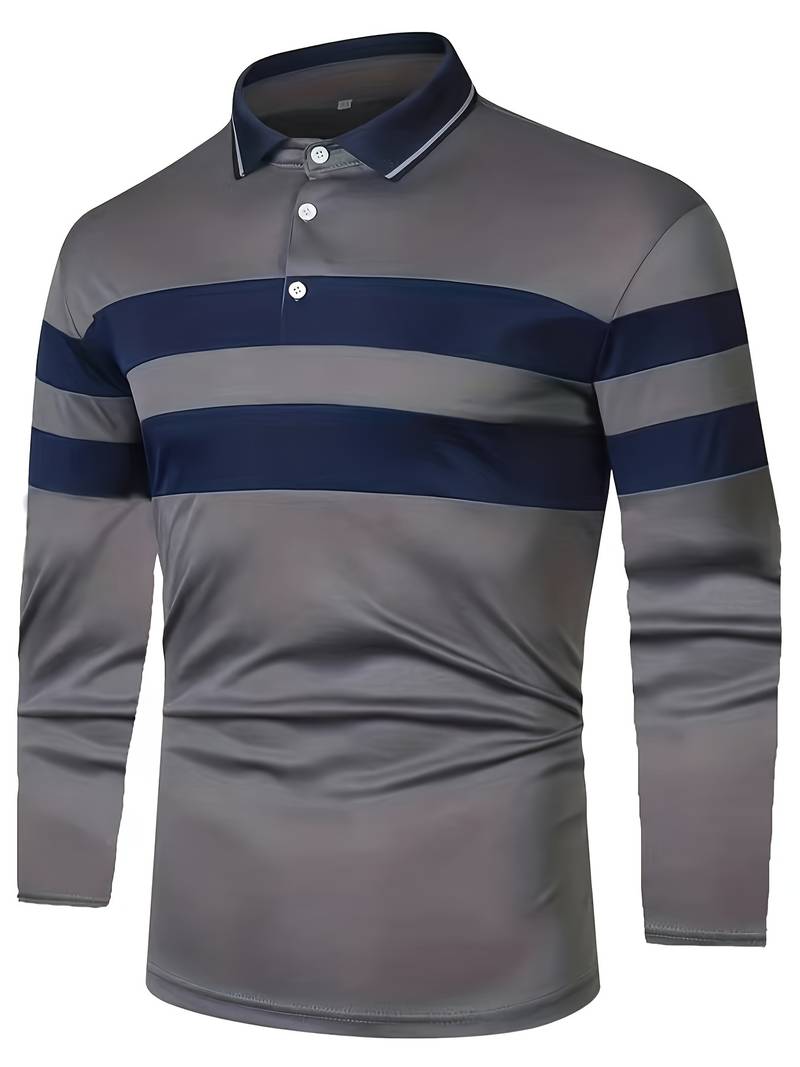 Christopher Men's Casual Long-Sleeve Colorblock Shirt