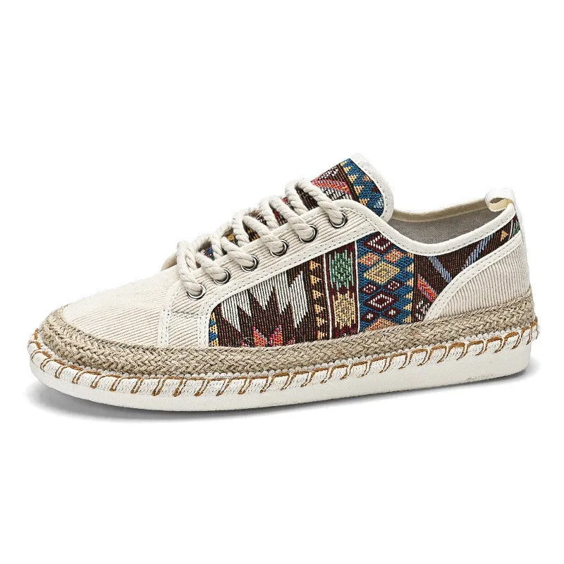 Classic Lace Up Sneaker with Jute Sole Pattern