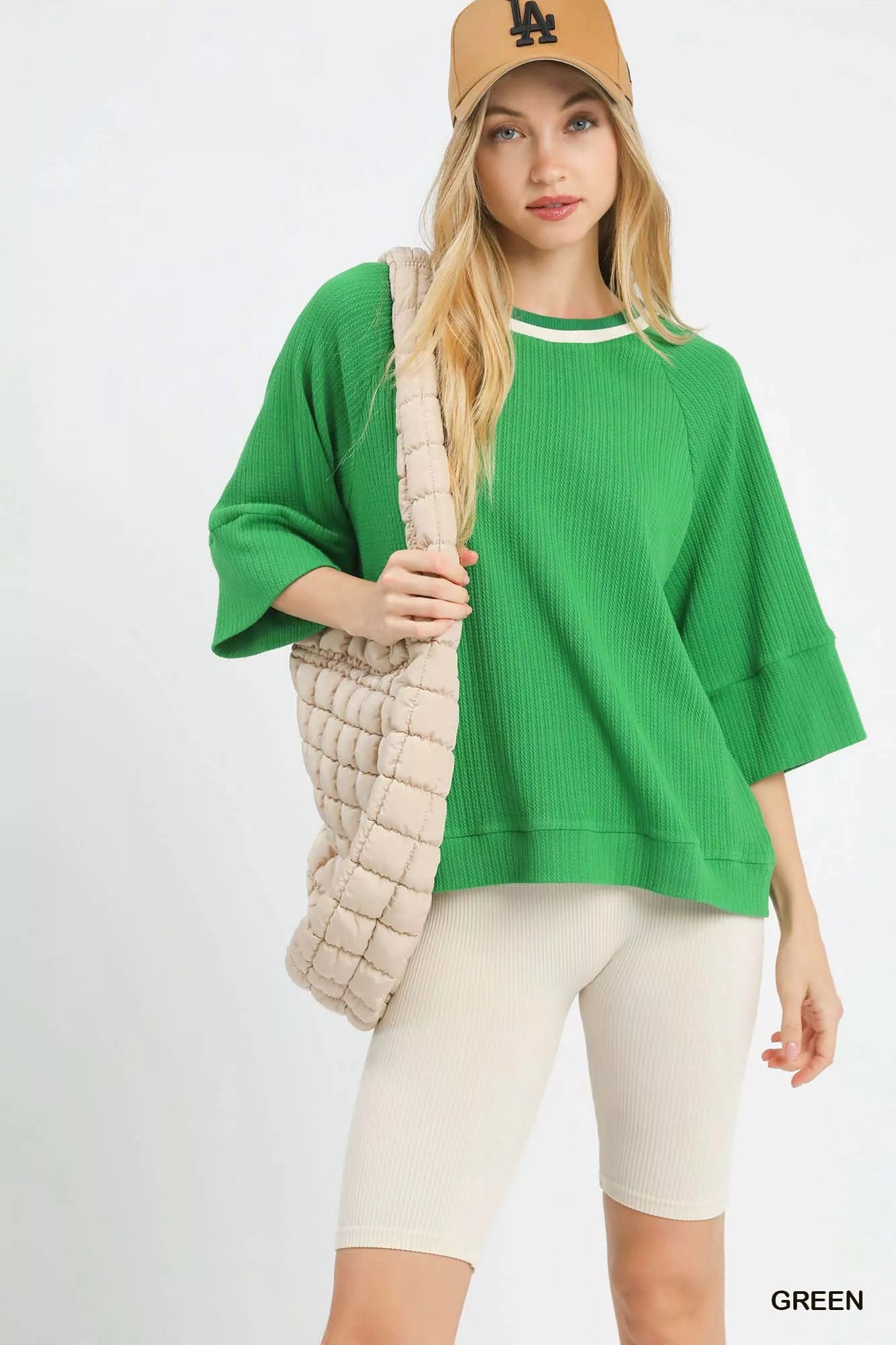 Fashionable Textured Knit Top with Colorful Edging - BritishElegance