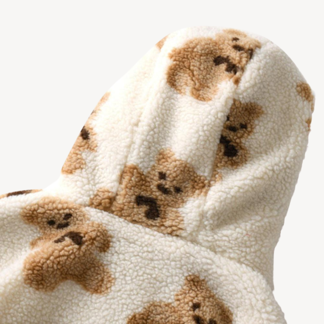 Teddy Bear Pattern Hooded Jacket for Women