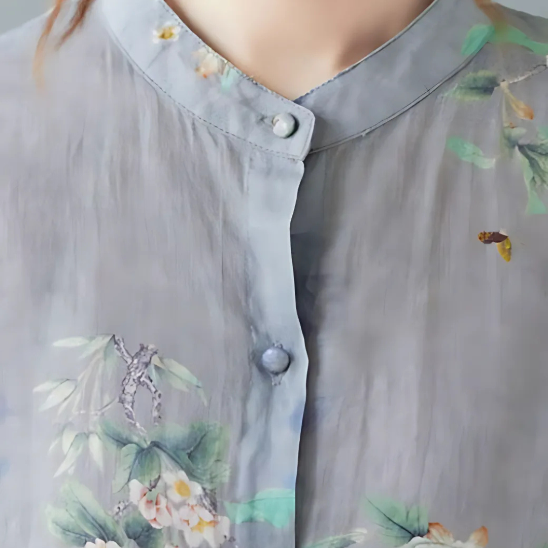 Women's Floral Linen Blend Button Shirt