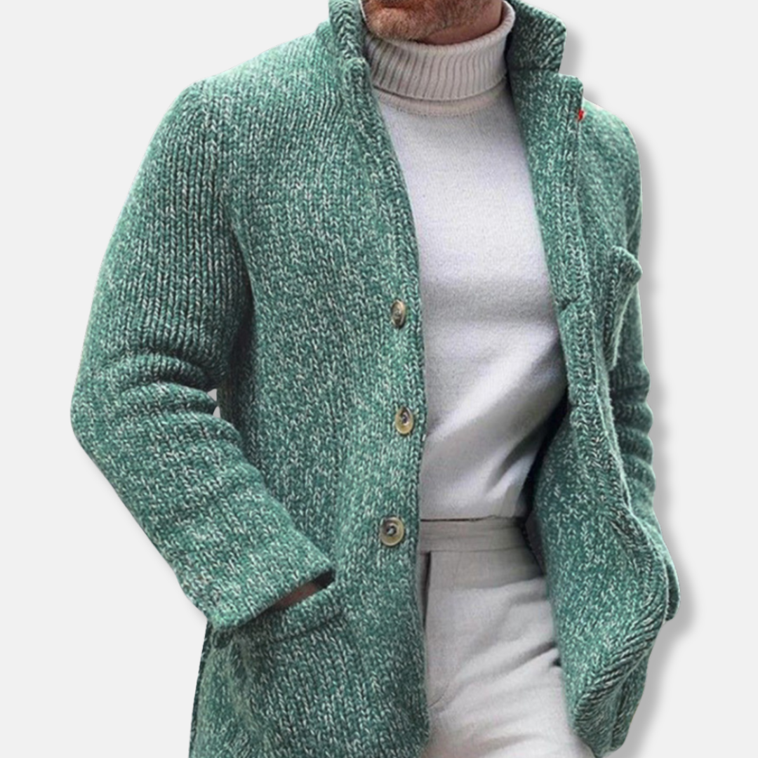 Oscar Regular Fit Cardigan | Stand Collar Button Front Cardigan