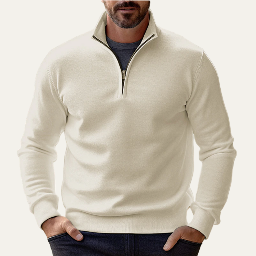 Men’s Stand Collar Quarter Zip Pullover Sweater