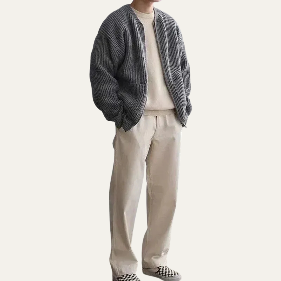 Men’s Chunky Ribbed Knit Cardigan