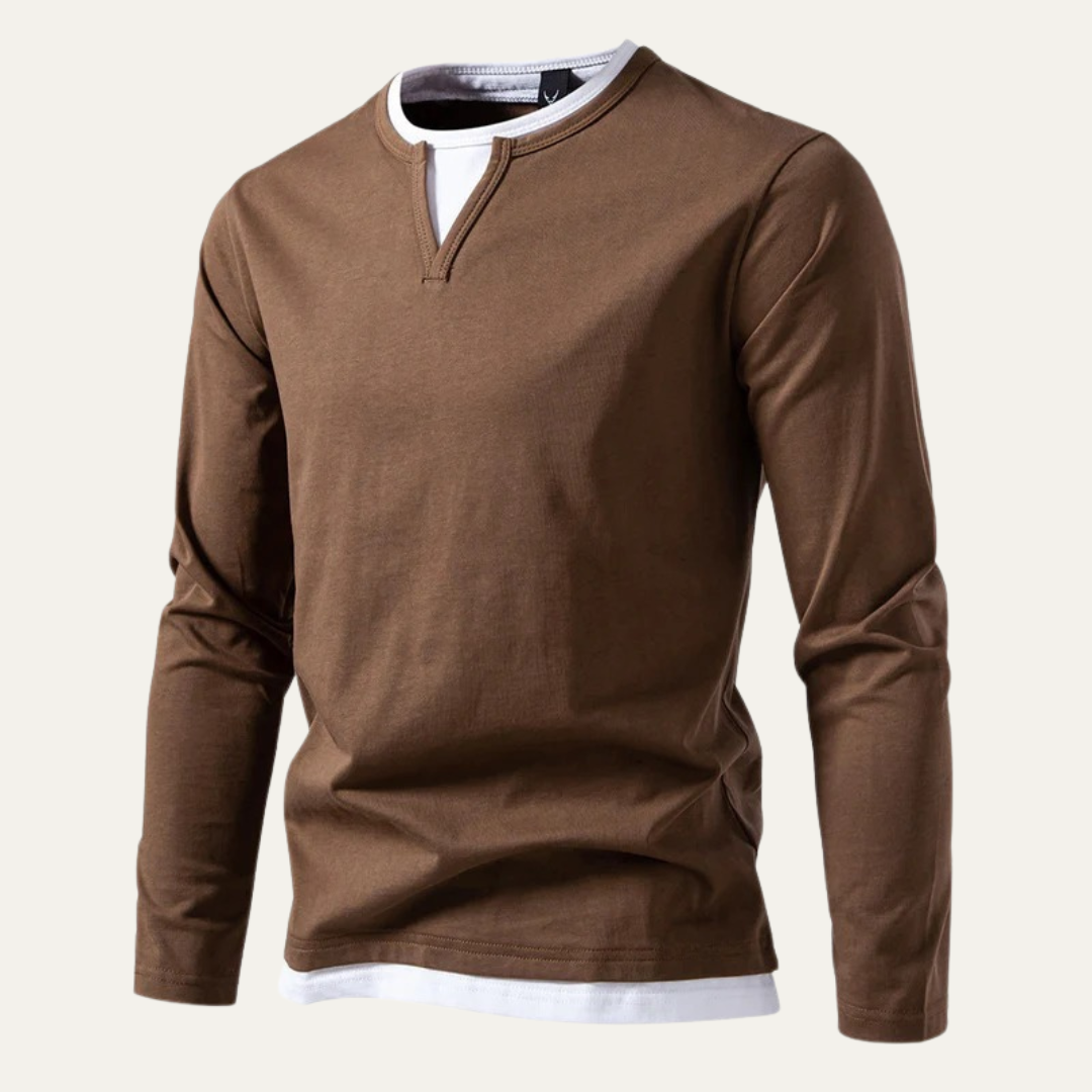Men’s Layered Look Knit V Notch Shirt