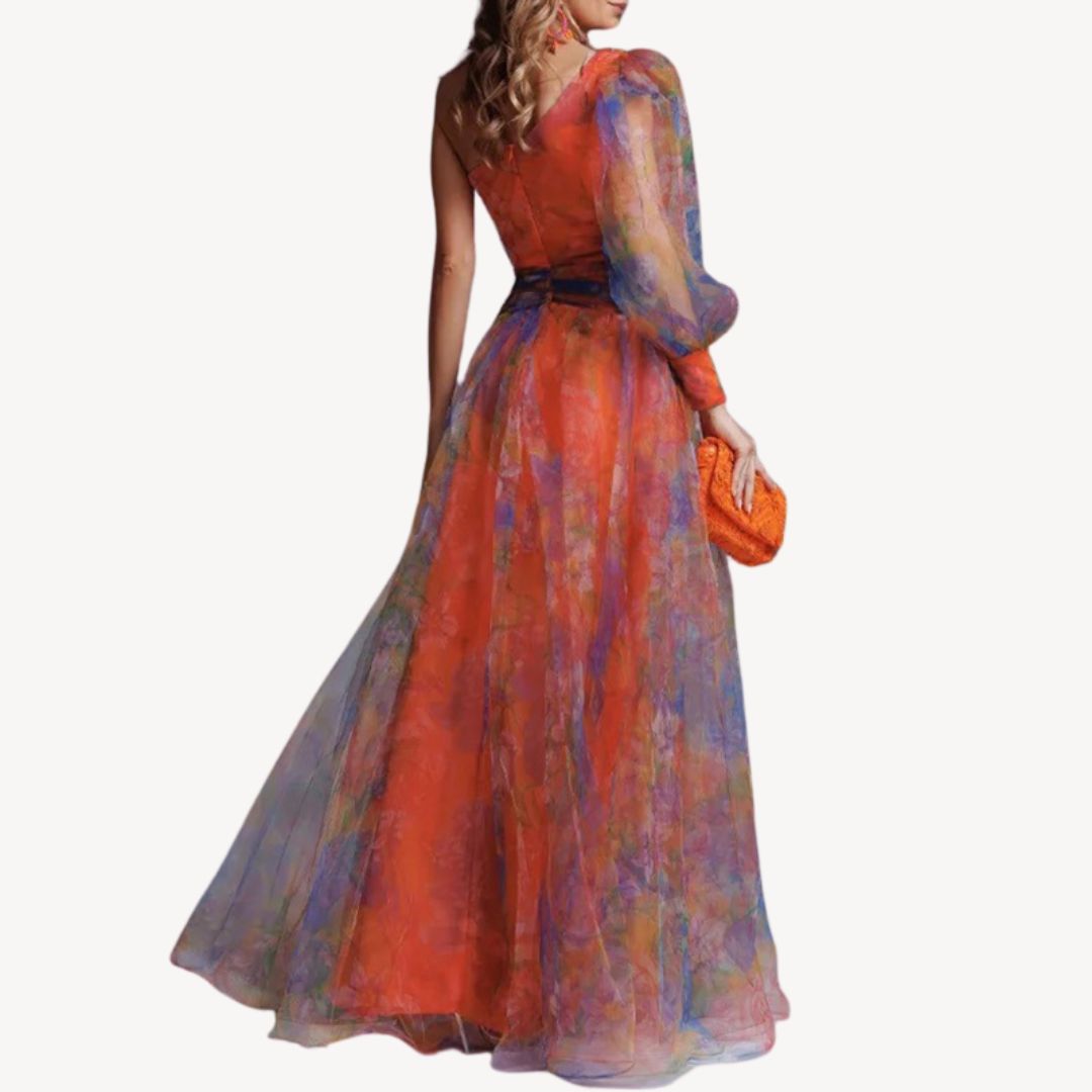Women's Floral One-Shoulder Maxi Dress