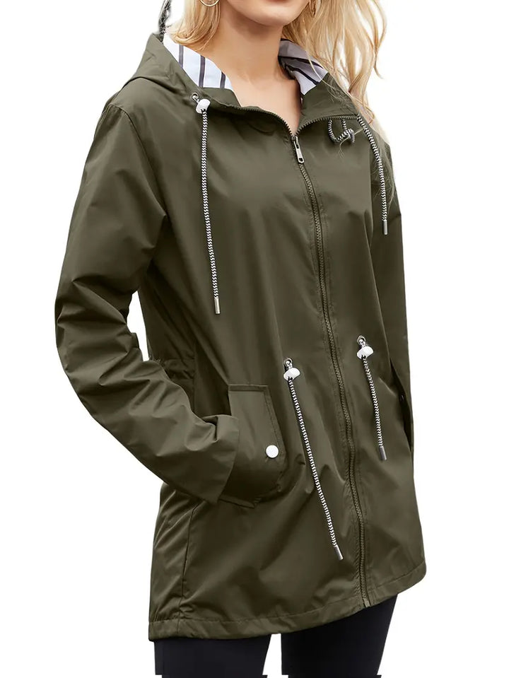 Waterproof Women's Parka Jacket With Hood And Pockets