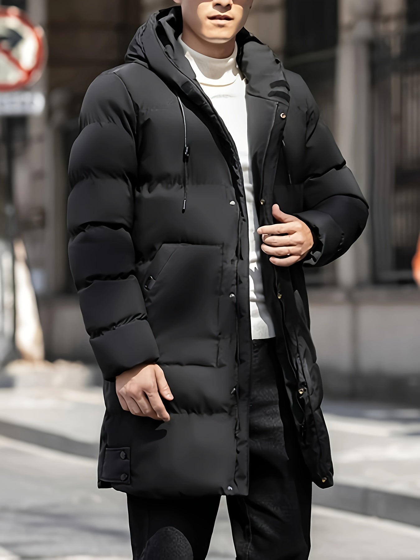 Comfortable Insulated Hooded Men's Winter Coat