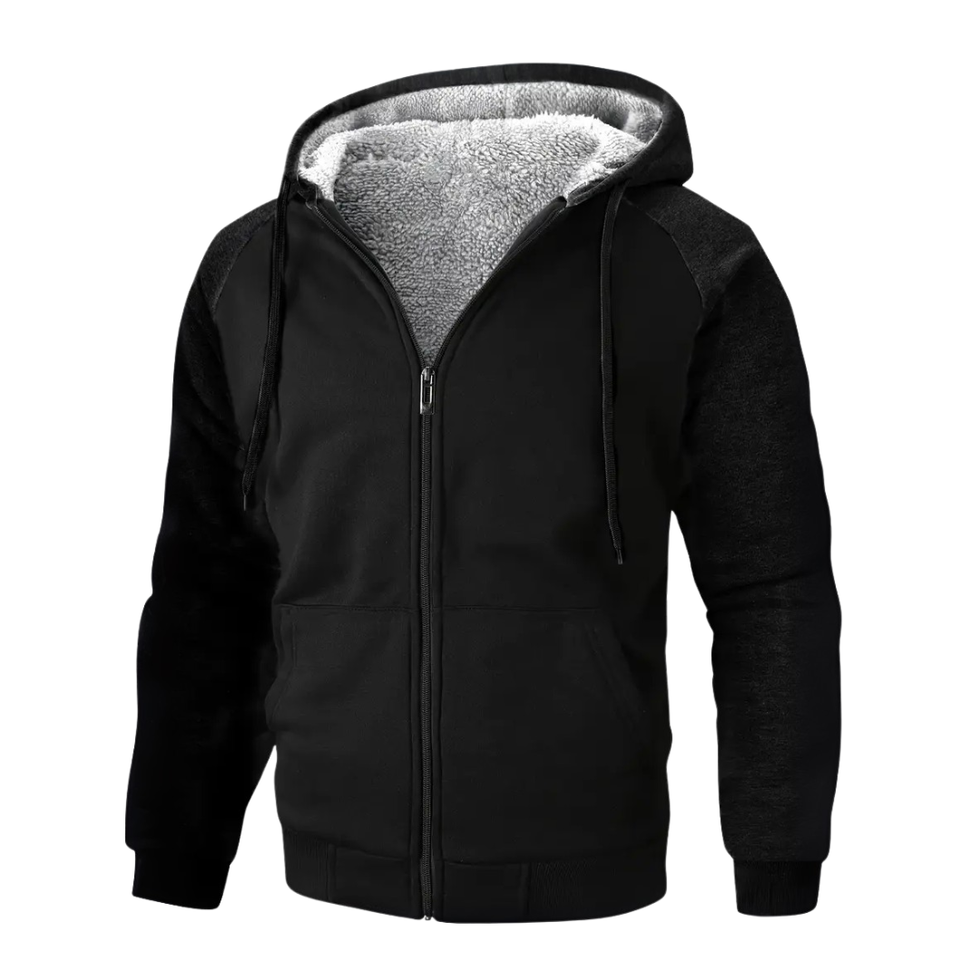 Men’s Color Block Sherpa Lined Zip Hoodie