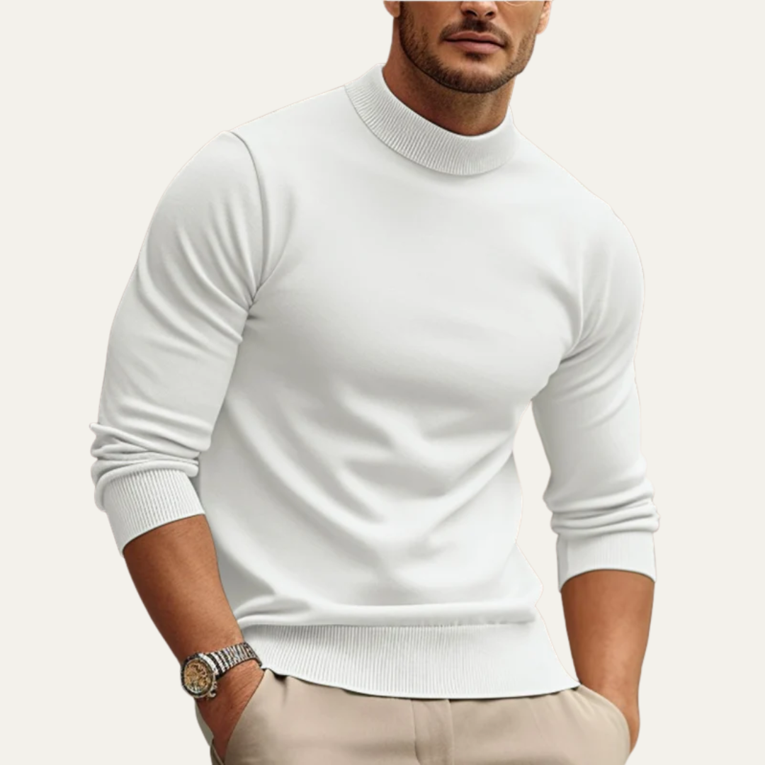 Men’s Mock Turtleneck Ribbed Sweater