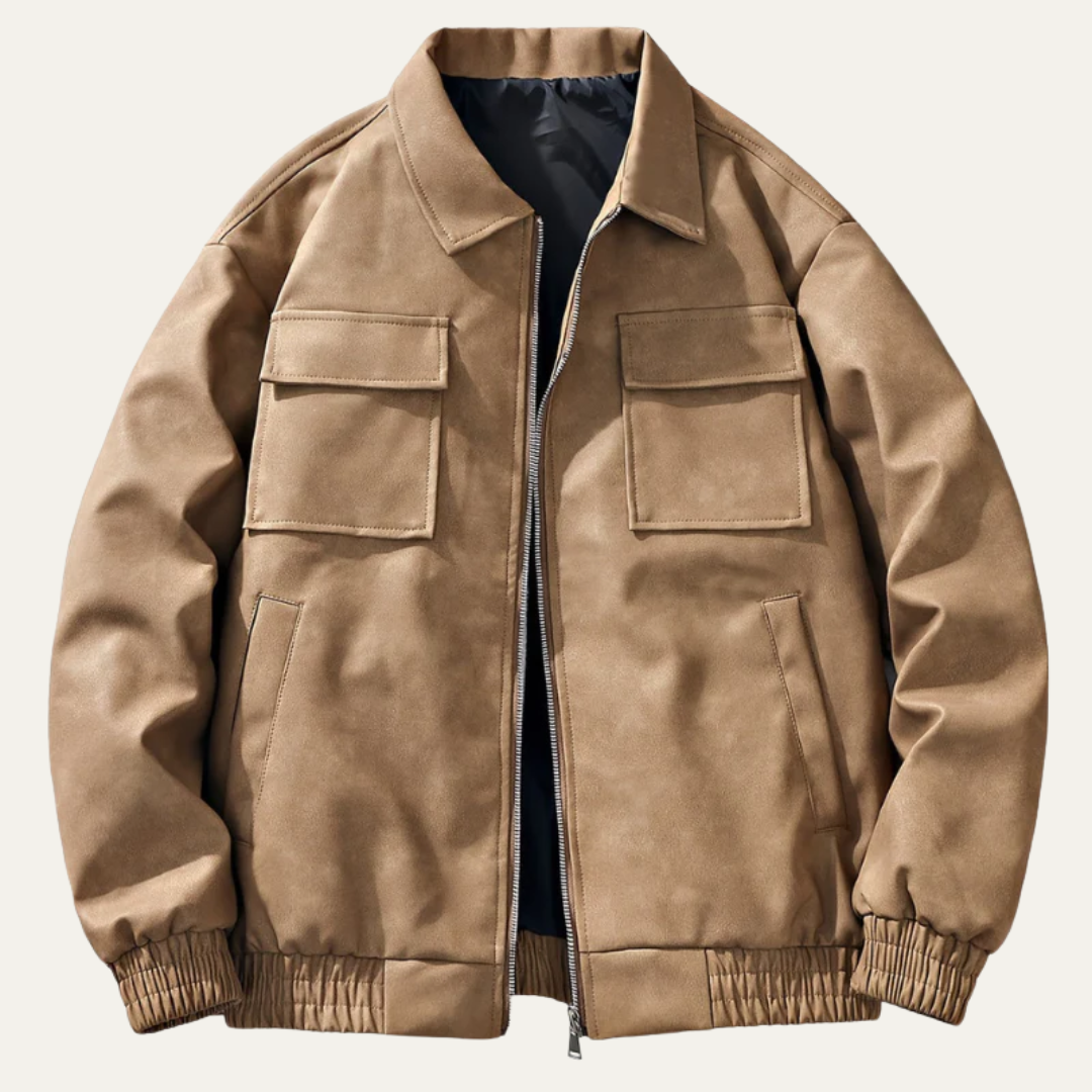 Men’s Relaxed Fit Bomber Jacket with Chest Flap Pockets