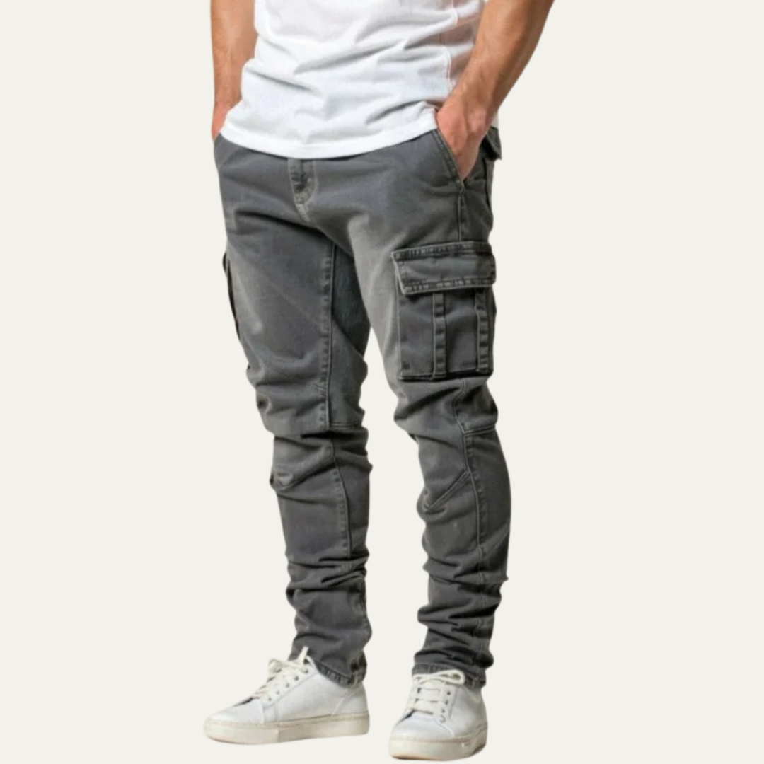 Men’s Slim Fit Stretchy Pocket Denim Cargo Pants