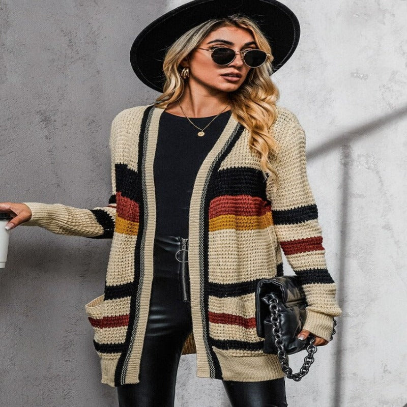 Soft Pink Women's Cozy Long Cardigan Sweater - BritishElegance