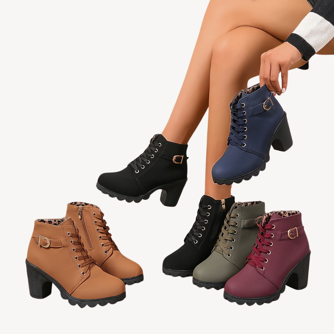 Orthopedic Lace-Up Heeled Booties