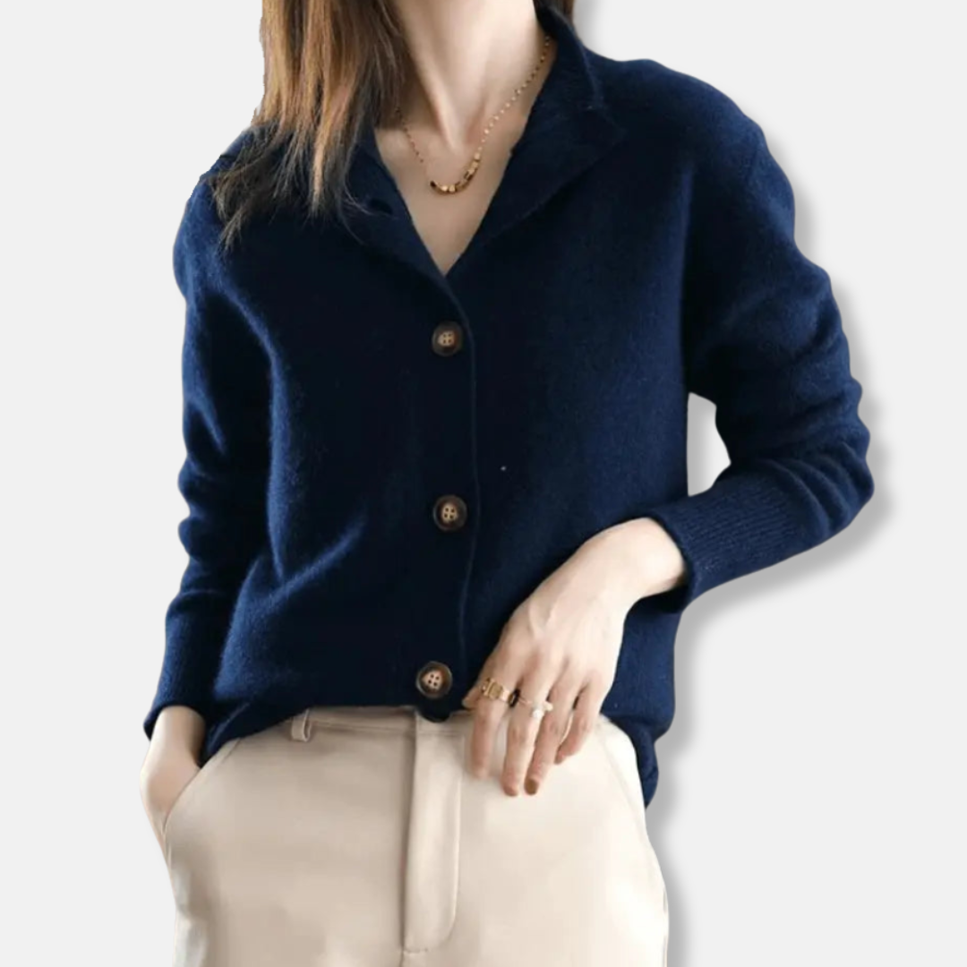 Isla Relaxed Fit Cardigan | Collared Button Front Cardigan